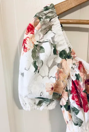 Bailey blue floral lace off the shoulder dress thumbnail 4