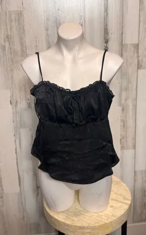 No Boundaries Y2K Black Lace Trim Cami Top XXL | Flowy Sheer Spaghetti Strap Coquette Tank thumbnail 1