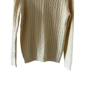 Sutton Studio Cashmere Cable Knit Cream Ivory Crewneck Swearer SZ XL #2255 thumbnail 3