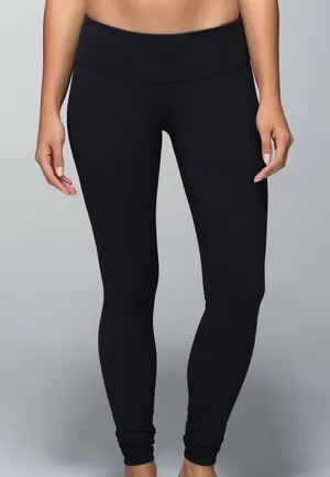 Lululemon Leggings Womens 8 Wunder Under Shine Dot Roll Down Limited Edition Blk thumbnail 1