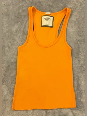 Abercrombie & Fitch Women's Orange Ribbed Tank Top Size Small thumbnail 1