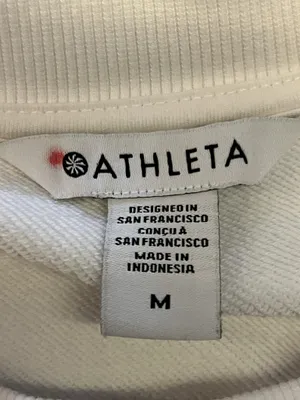 Athleta Sweatshirt Womens Medium White Fleece Crewneck Pullover Relaxed Fit thumbnail 6