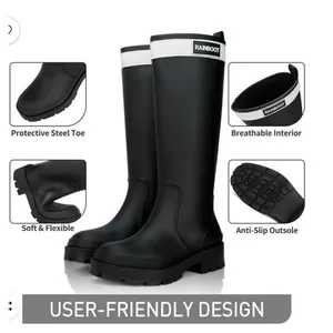 BRAND NEW ~ Women's Black Waterproof Rubber Knee High Rain Garden Boots ~ Size 7 thumbnail 5