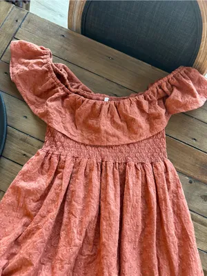 Rylee + Cru Gia Women’s Cotton Floral Burnt Orange Dress S thumbnail 7