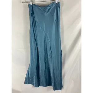 ASOS DESIGN satin maxi skirt with spliced hem in dusty blue size 2 thumbnail 8
