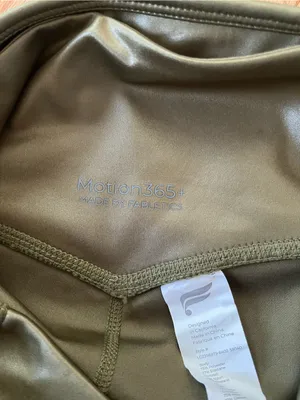 Fabletics Coated Leggings Medium Olive Green Motion 365 Faux Leather Gym Pilates thumbnail 3