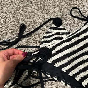 Black and white striped crotchet bikini thumbnail 6