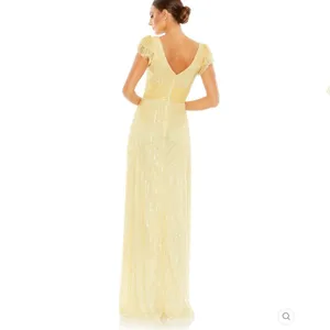 Mac Duggal 5646 Womens EMBELLISHED FLUTTER CAP SLEEVE A LINE GOWN Runs Large thumbnail 4