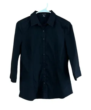 Atmosphere Black Button Up Three Quarter Sleeve Size 8 thumbnail 1