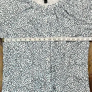Ann Taylor Black Blue Spotted 3/4 Sleeve Top Large thumbnail 5