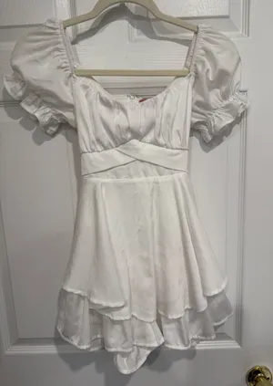 White Puff Sleeve Romper thumbnail 1