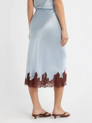 Reformation Carolina Silk Skirt in Mineral S thumbnail 4