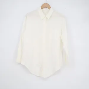 White Tie Back Button Down Shirt Long Sleeve Collared Blouse Chest Pocket thumbnail 2