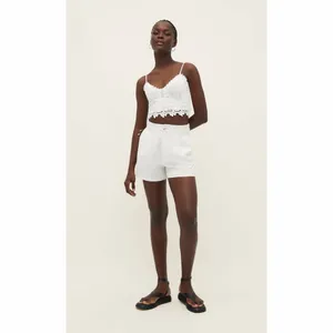 Stradivarius White High Waist Women's Shorts thumbnail 2