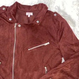 Pixley Brown and Silver Suede Biker Jacket Size M thumbnail 4