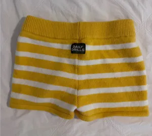 Daily Drills Sunny & White Stripe Knit Micro Shorts thumbnail 1