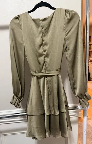 Altar'd State Olive Green Long Sleeve Midi Dress thumbnail 6