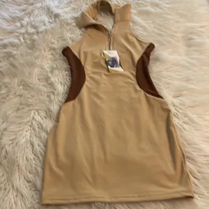 Halara Stylish Tan and Brown Dress size M length 27” bust 26” open back thumbnail 8