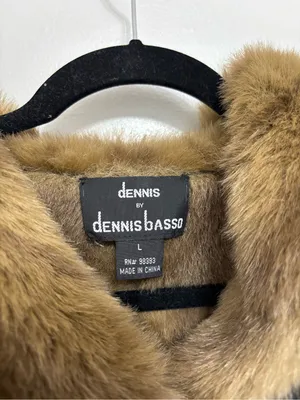 Vintage Dennis Basso Vegan Faux Fur Faux Suede Reversible Coat Black Tan -Size L thumbnail 5