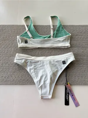 Jolyn White Two Piece Sporty Bikini Set Amelia Top Small Alanna Bottom Medium thumbnail 2