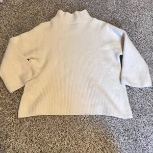 Mercer & Madison Luxury Merino‎ Wool Cashmere Mock Neck Sweater White XL Ribbed thumbnail 5