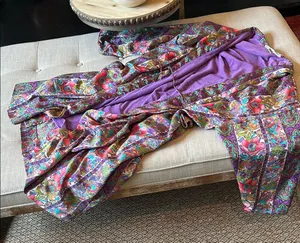 Christian Dior Vintage 80’s Pink Floral Pattern Printed Satin Robe Size Large thumbnail 1