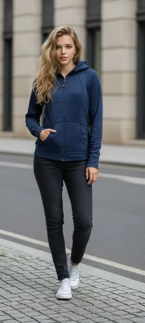 Blue casual zip up hoodie sport sweatshirt jacket size medium thumbnail 1