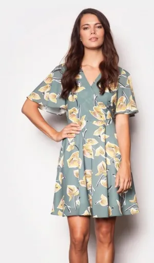 Pink Martini size Large Garden of Love dress Modcloth Green yellow Floral thumbnail 1