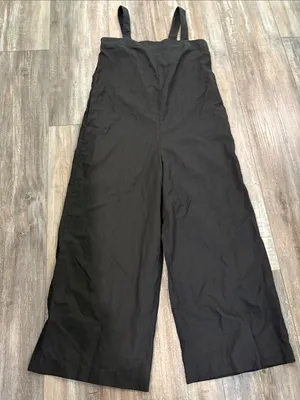 Uniqlo Linen Blend Black Sleeveless Jumpsuit Romper Whimsigoth Small thumbnail 5