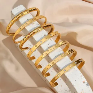 Boutique NEW Women's‎ 18k Gold-Plated 316L Simulated Diamond Cuff Bracelet Adjustable thumbnail 5
