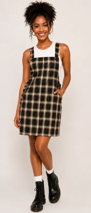 SO Juniors' ® Button Strap Plaid Pinafore Dress thumbnail 1