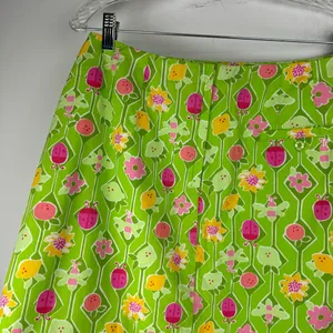 Vtg Lilly Pulitzer Green Floral Spring Mini Skirt Sz 10 Lime Lemon Ladybug thumbnail 12