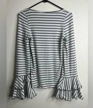 Free People Gray and Black Bell sleeves Top thumbnail 3