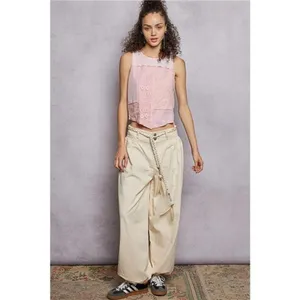 POL Ribbed Round Neck Cropped Tank with Lace Detail‎ thumbnail 7