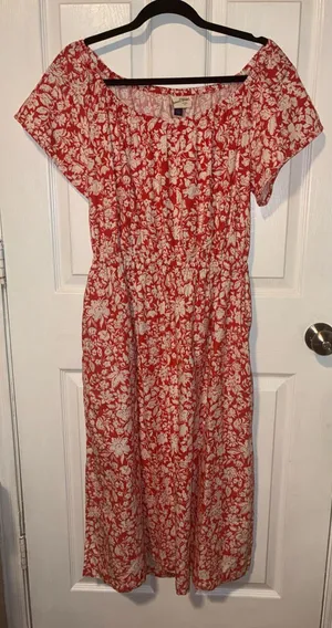 Universal Thread Red Floral Midi Dress thumbnail 1