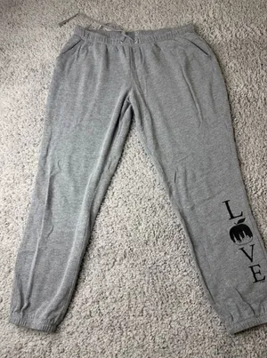 New York & Company Womens Gray LOVE NYC Graphic Joggers Sweatpants Large thumbnail 1