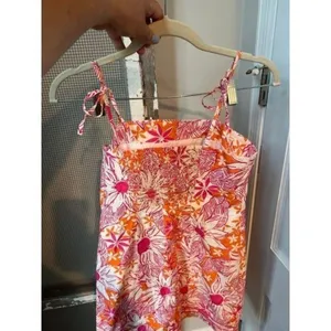 Lilly Pulitzer tropical floral dress smocked size 14 thumbnail 3