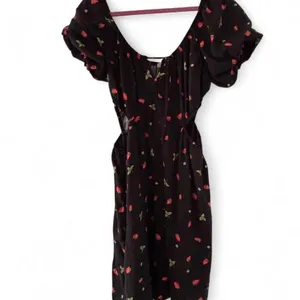 Black cut out Milk maid cottage core strawberry print dress thumbnail 6