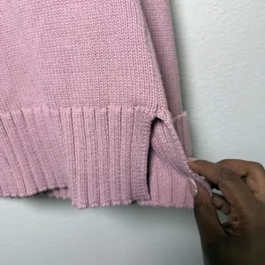 J. Crew Women 100% Cotton Sweater XS Pink Mock Neck Ribbed‎ Side Slits FIsherman thumbnail 6