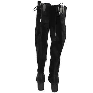 Ivanka Trump Black Suede Knee High Almond Toe Block Heels Western Boots Size 8 thumbnail 3
