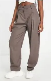 ASOS Weekday Ovoid Pants in Dark Brown thumbnail 1