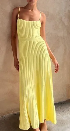 Commense Rib Midi Sundress size small Yellow thumbnail 1