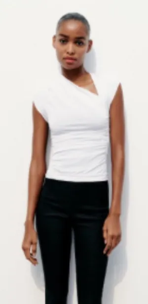 ZARA White Asymmetrical Top thumbnail 1