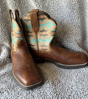 Ariat Anthem Savanna Shortie Western Boots Aztec Turquoise Brown Women's 10B thumbnail 1