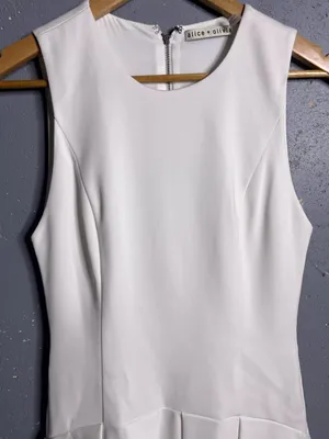 Alice and Olivia Adley Pleated Drop Waist Dress in size 2. Off white. thumbnail 6