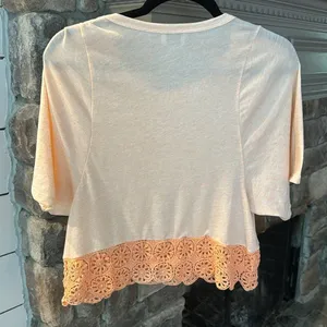 Zara Trafaluc coral top with‎ lace, M thumbnail 3