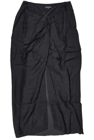 Area Stars Neela Skirt‎ Black Linen Blend Knot Front Slit Midi Skirt Small NEW thumbnail 1