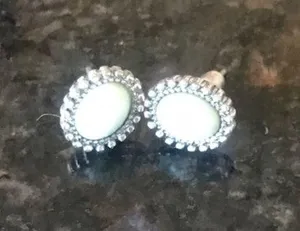 Women's Oval Teal Earrings with CZs thumbnail 1