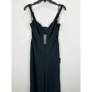 Lulus Brighton Black Plunge Wide-Leg Jumpsuit Formal Classic Cocktail Small NWT thumbnail 6