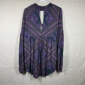 Free People Purple Paisley Walking‎ On A Dream Tunic Top thumbnail 6